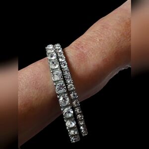 Vintage Silver & Crystal Bracelets (set of 2)
